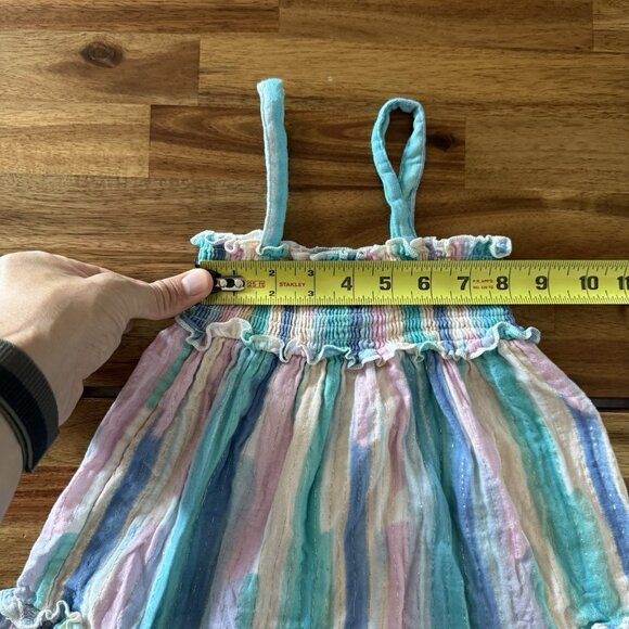 PEEK Girls Toddler Rainbow Striped Blouse Top Size 2T Boho Beachy Resort Cotton - Picture 2 of 7